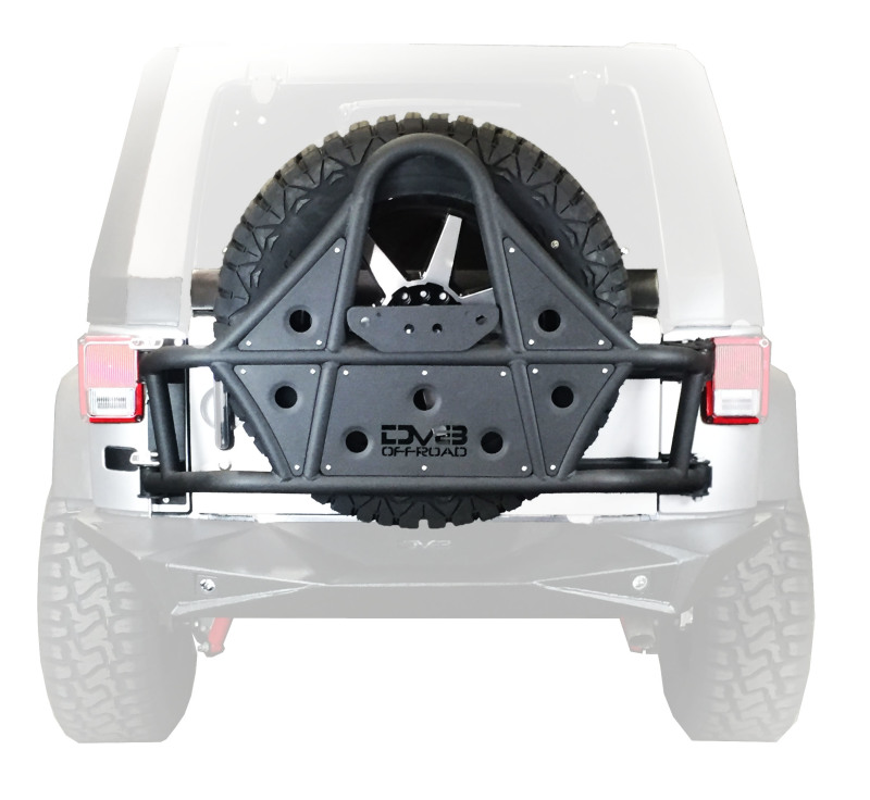 Jeep Wrangler Spare Tire Carrier - DV8 Offroad - Body Mount Tire Carrier - Textured Black - `07-`18